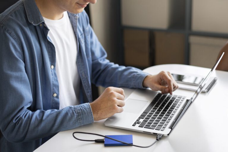 Man using external storage used