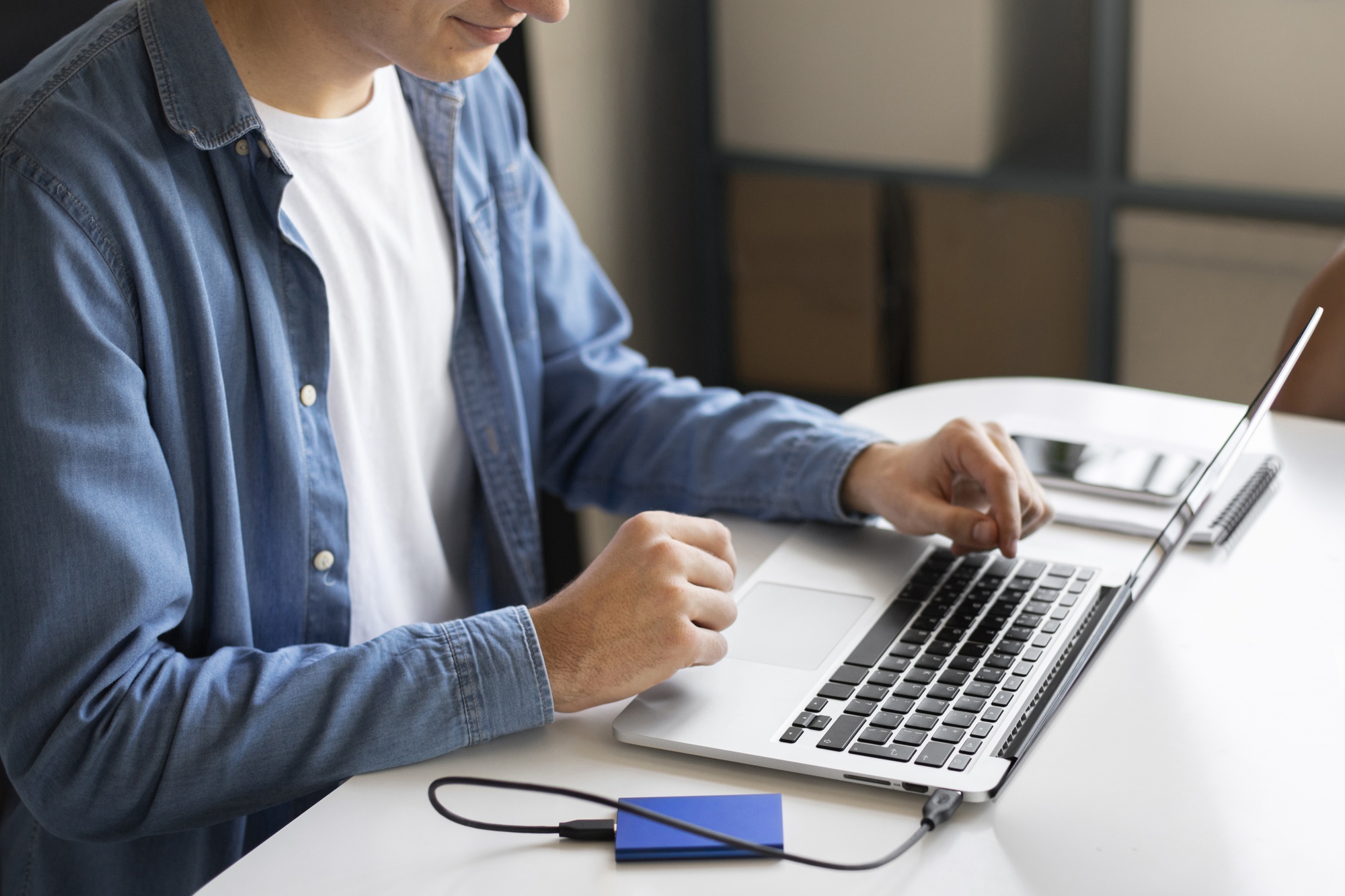 Man using external storage used